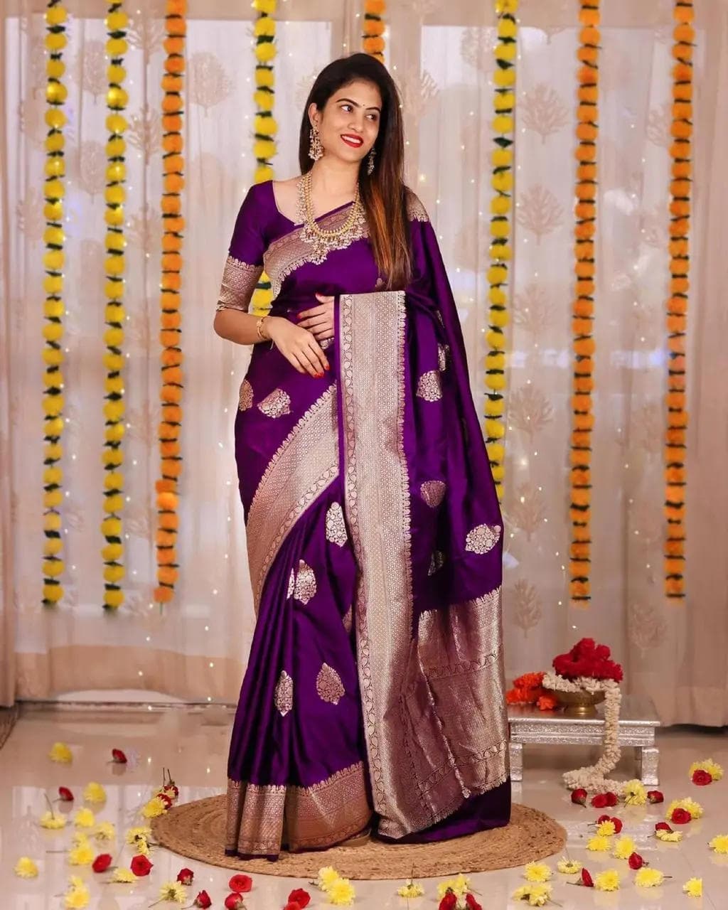 Soft lichi silk saree